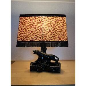 Vintage Black Panther TV Planter Table Lamp - MCM 50s Home Decor